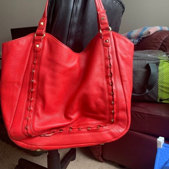Vince Camuto Genuine Leather Red Bag‎ Purse Tote - Picture 1 of 5